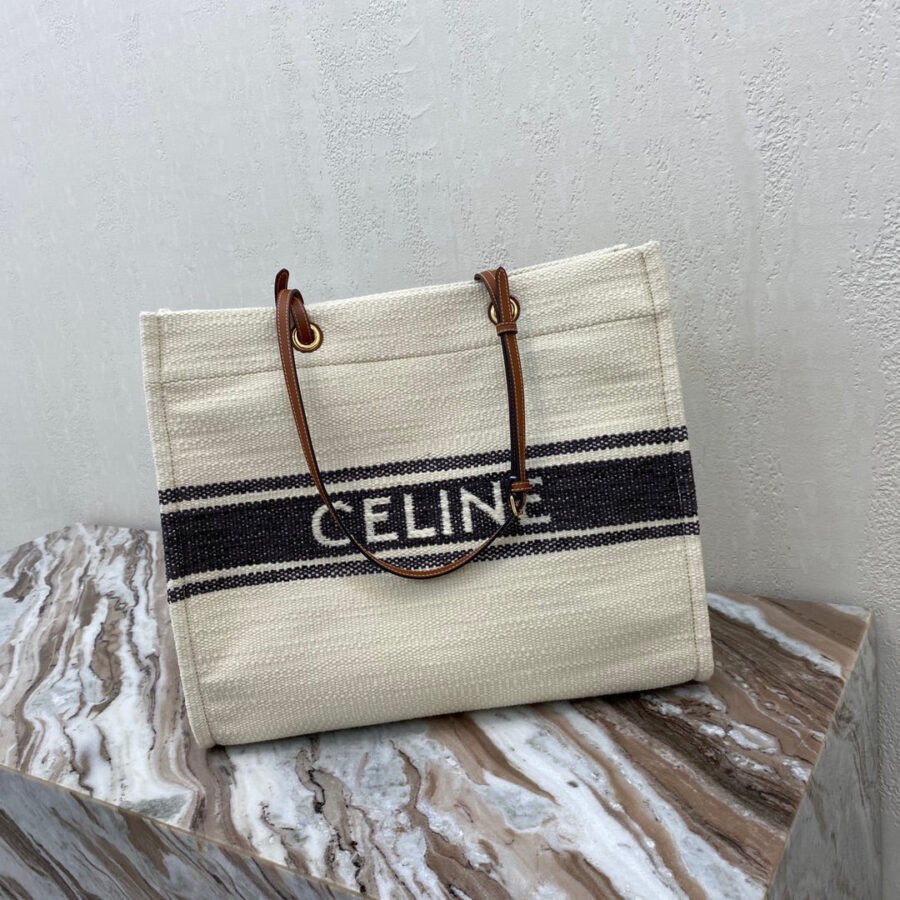 CANVAS TOTE 43 WHITE/BLACK DENIM | Studio Nafay