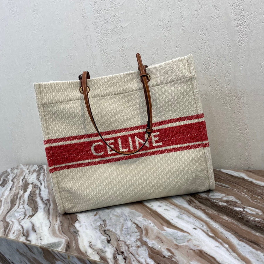 CANVAS TOTE 43 WHITE/RED DENIM | Studio Nafay