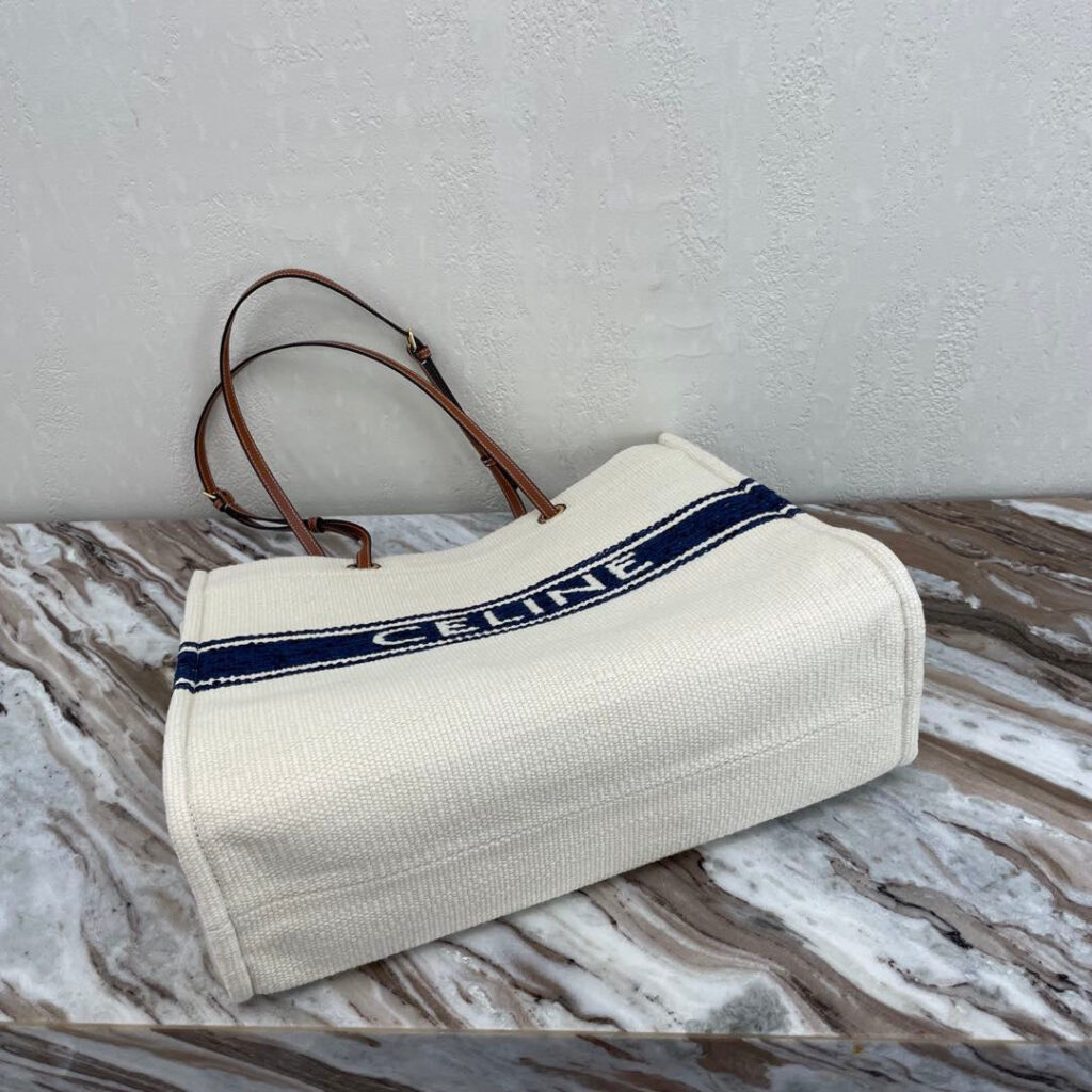CANVAS TOTE 43 WHITE/NAVY BLUE DENIM - Product Image 2