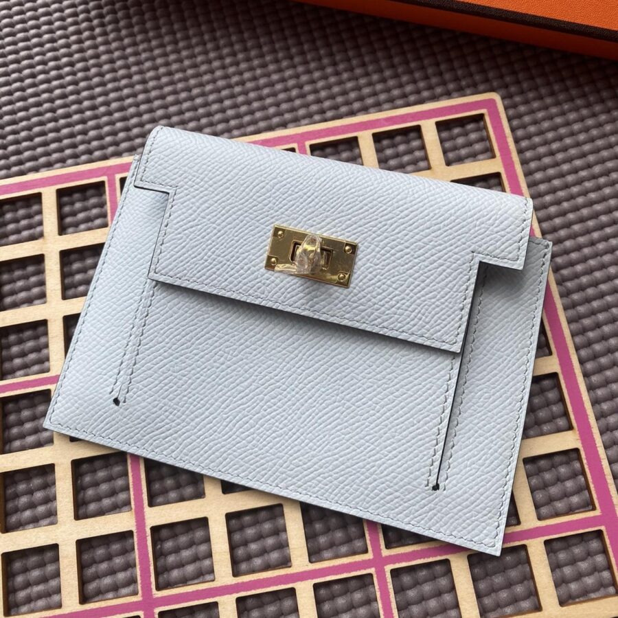 HM Kelly Pocket 13.5 Light Grey Epsom Ghw | Studio Nafay