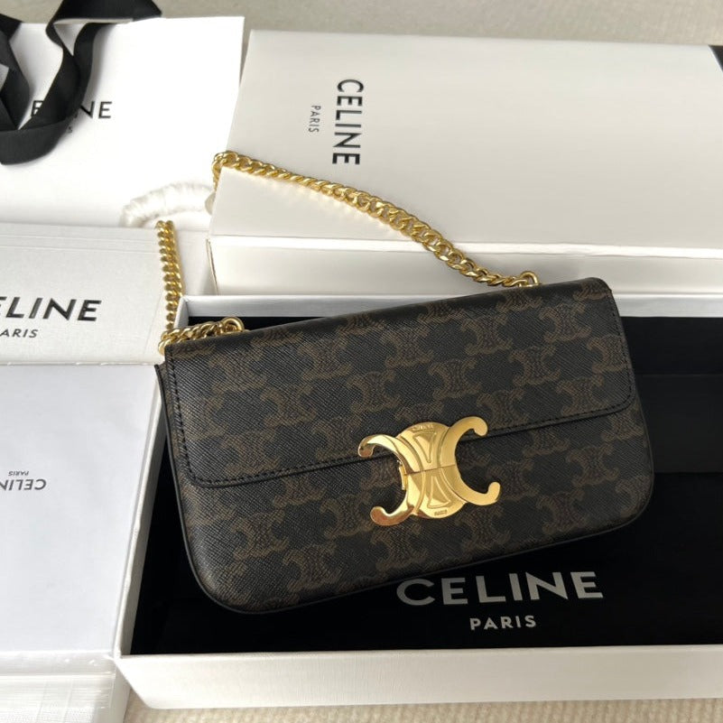 TRIPHOME 20 BLACK PATTERN COWHIDE LEATHER CHAIN STRAP BAG | Studio Nafay