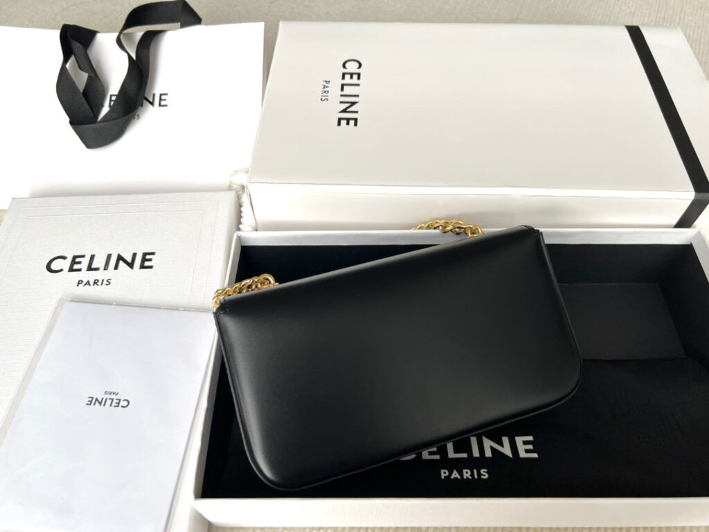 TRIPHOME 20 BLACK COWHIDE LEATHER CHAIN STRAP BAG - Product Image 2