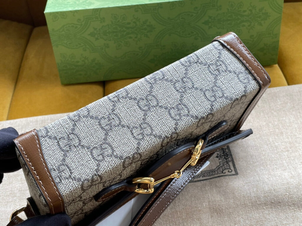 GG HORSEBIT MINI 18 BAG BEIGE CANVAS AND BROWN CALFSKIN - Product Image 2