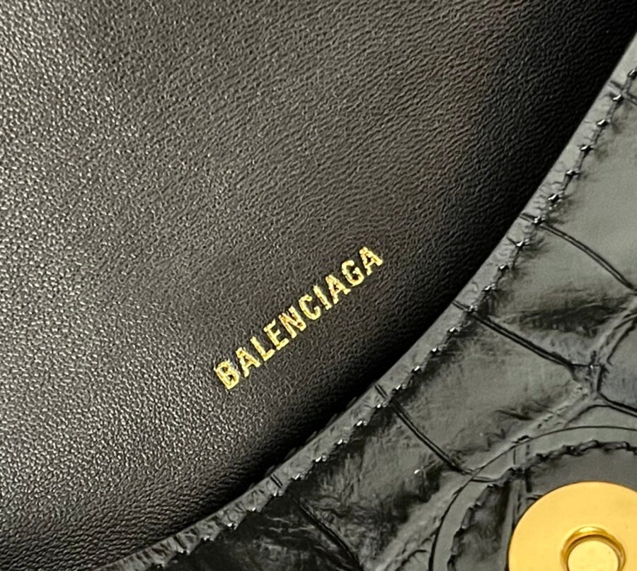 DOWNTOWN SHOULDER BAG 29 IN BLACK CROCODILE EMBOSSED CALFSKIN GOLD HARDWARE | Studio Nafay