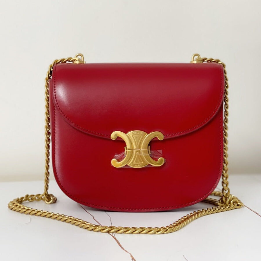 TRIPHOME 19 SADDLE BAG CHERRY RED CALFSKIN | Studio Nafay