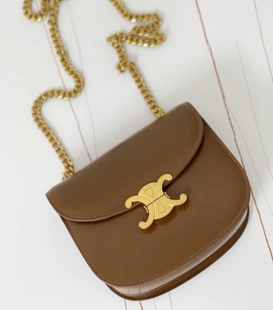 TRIPHOME 19 SADDLE BAG CARAMEL BROWN CALFSKIN - Product Image 2