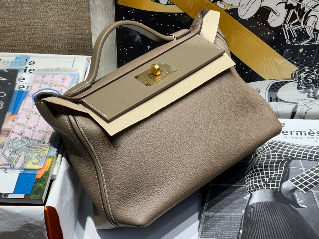 HM 24/24 Bag Etoupe Leather Gold Hardware - Product Image 2