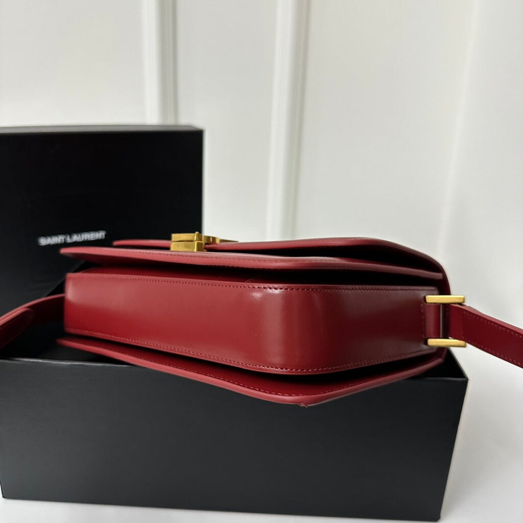 YSL Solferino Small Satchel Bag Burgundy Gold Calfskin 339457 - Product Image 2