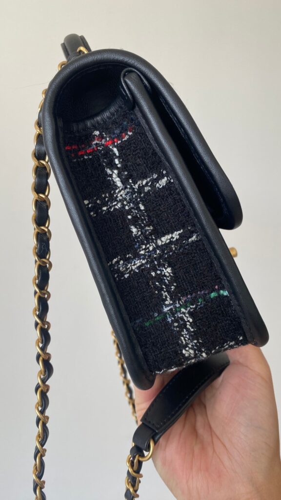 CC Small Flap Bag 21 Black Tweed Leather Gold Hardware - Product Image 2