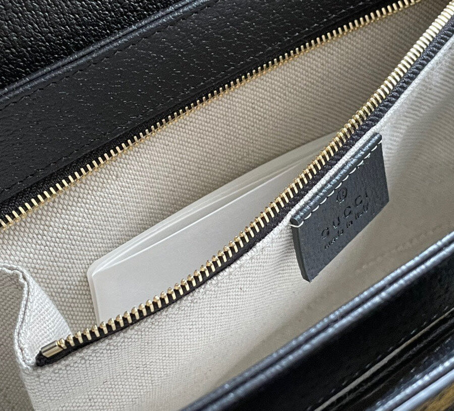 GG HORSEBIT SADDLE BAG 25 IN BLACK CANVAS AND CALFSKIN | Studio Nafay