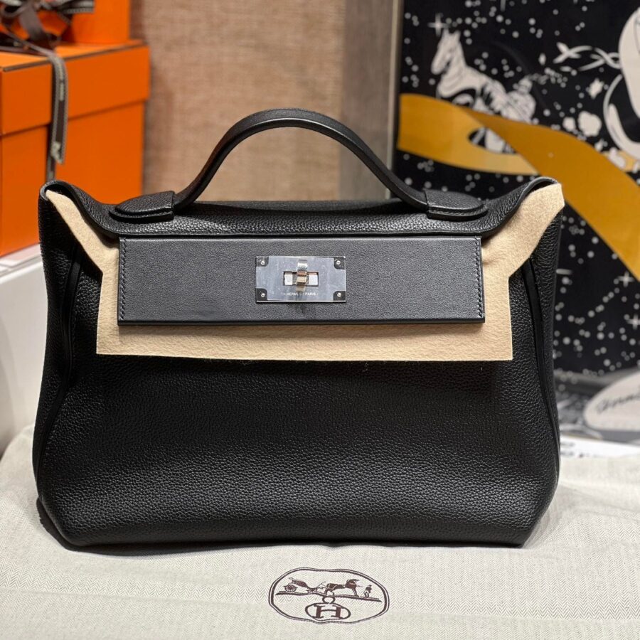 HM 24/24 Bag Black Leather Silver Hardware | Studio Nafay