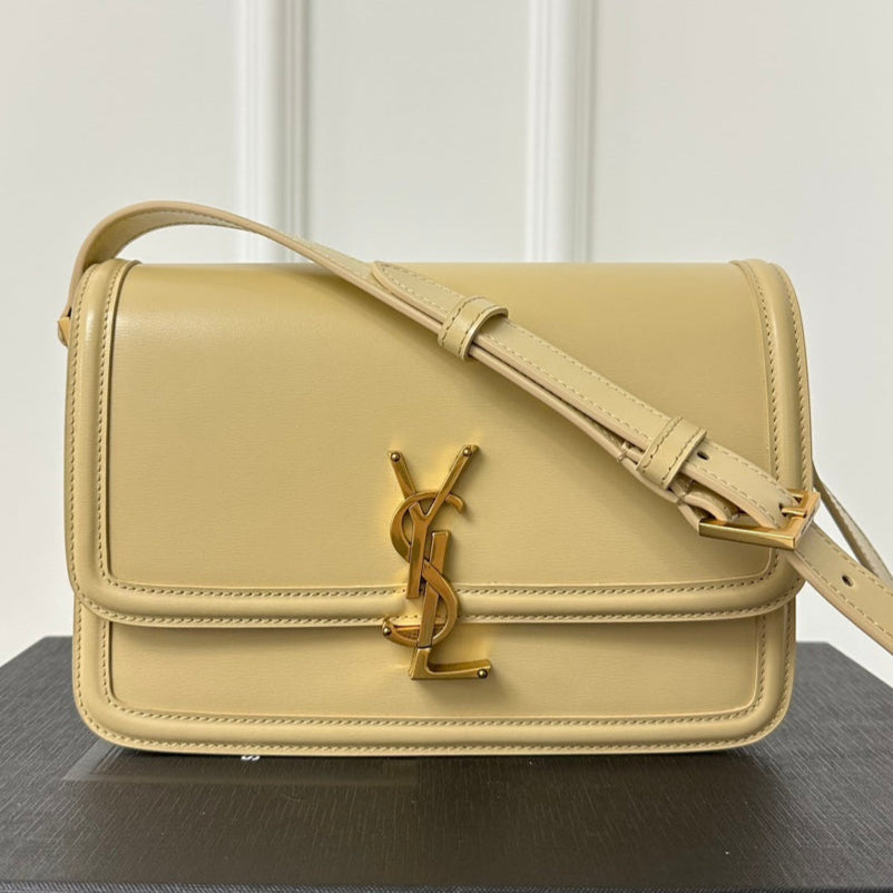 YSL Solferino Small Satchel Bag Beige Gold Calfskin 339420 | Studio Nafay