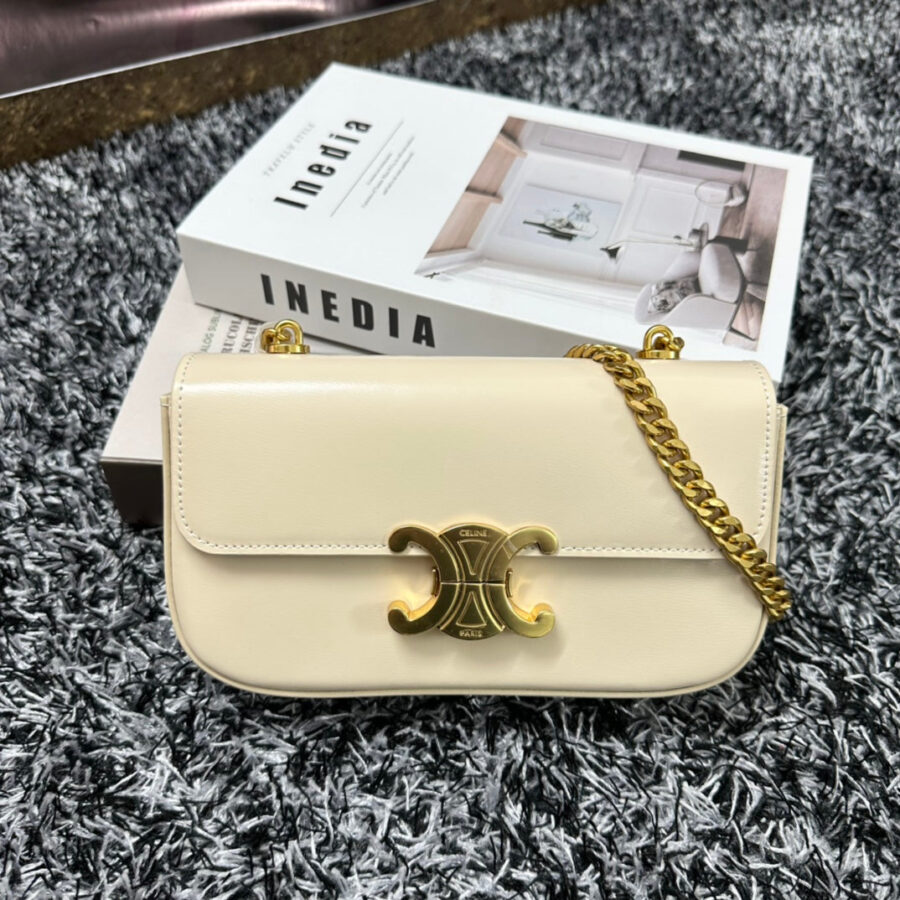 TRIPHOME 20 WHITE COWHIDE LEATHER CHAIN STRAP BAG | Studio Nafay