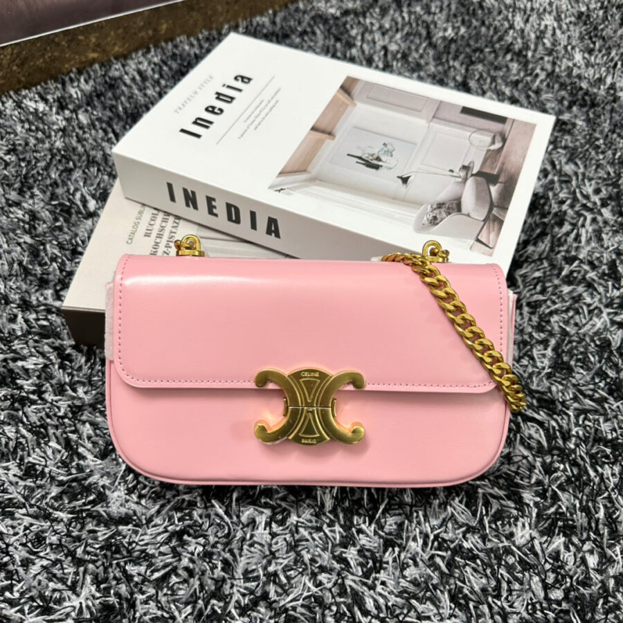 TRIPHOME 20 PINK PASTEL COWHIDE LEATHER CHAIN STRAP BAG | Studio Nafay