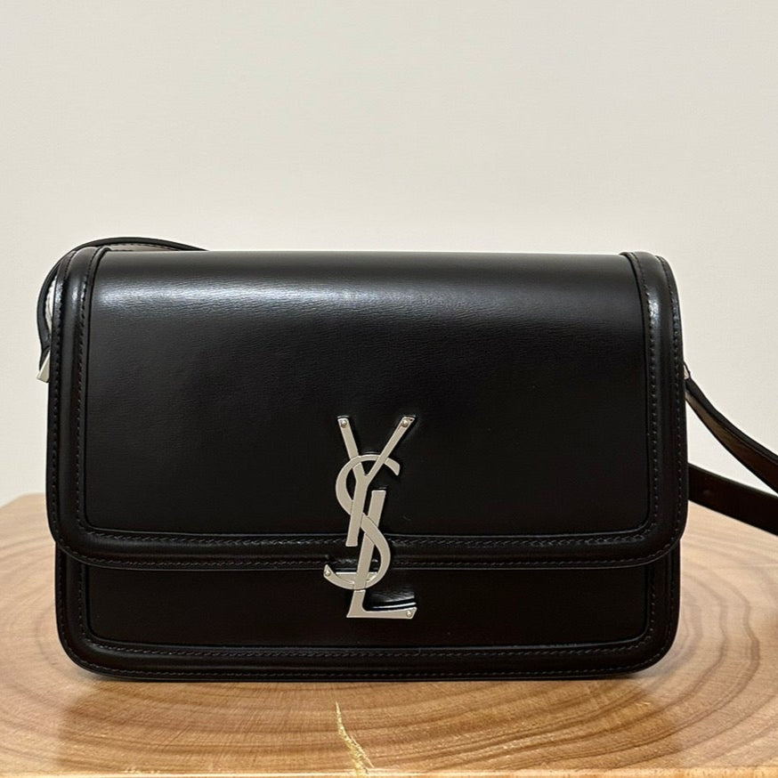 YSL Solferino Small Satchel Bag Black Silver Calfskin 339491 | Studio Nafay