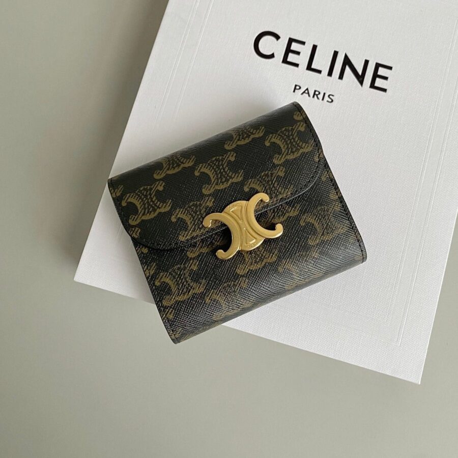 TRIPHOME 10 TRIFOLD WALLET CALFSKIN OLD FLOWER BROWN | Studio Nafay
