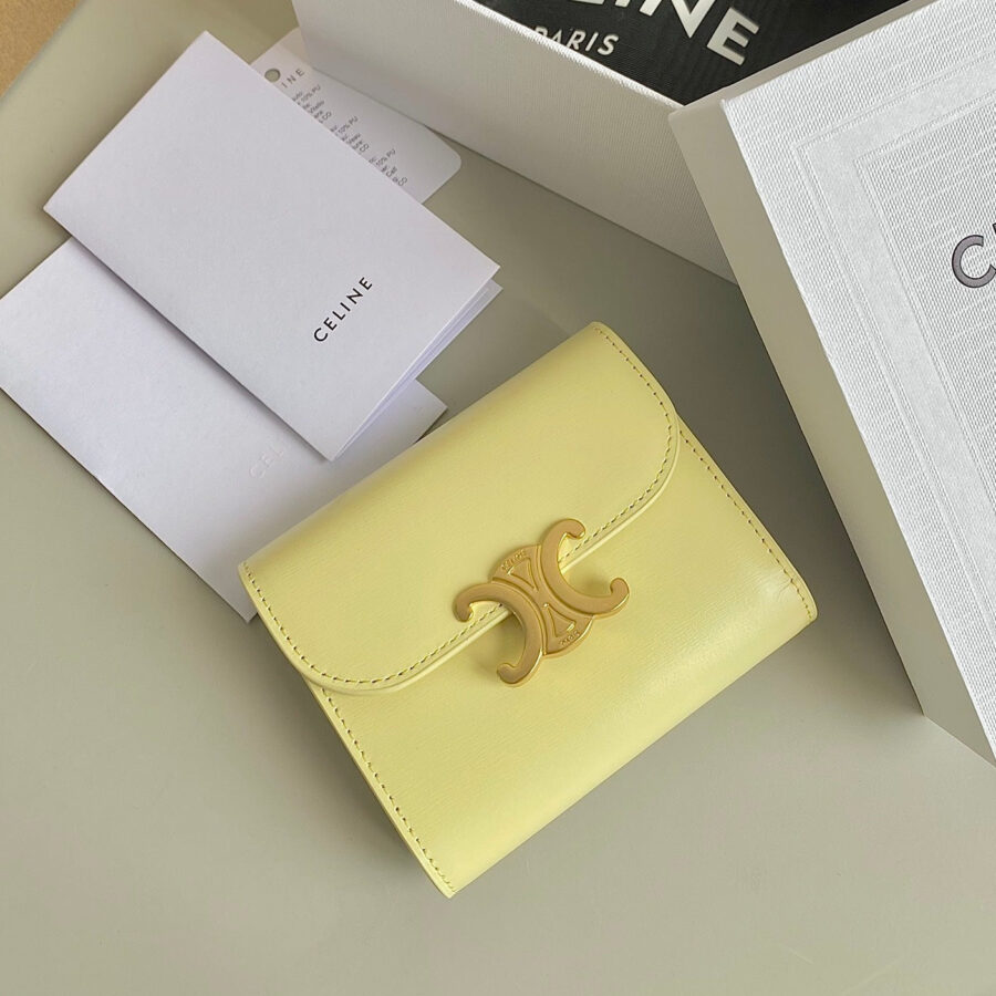 TRIPHOME 10 TRIFOLD WALLET CALFSKIN YELLOW PASTEL | Studio Nafay