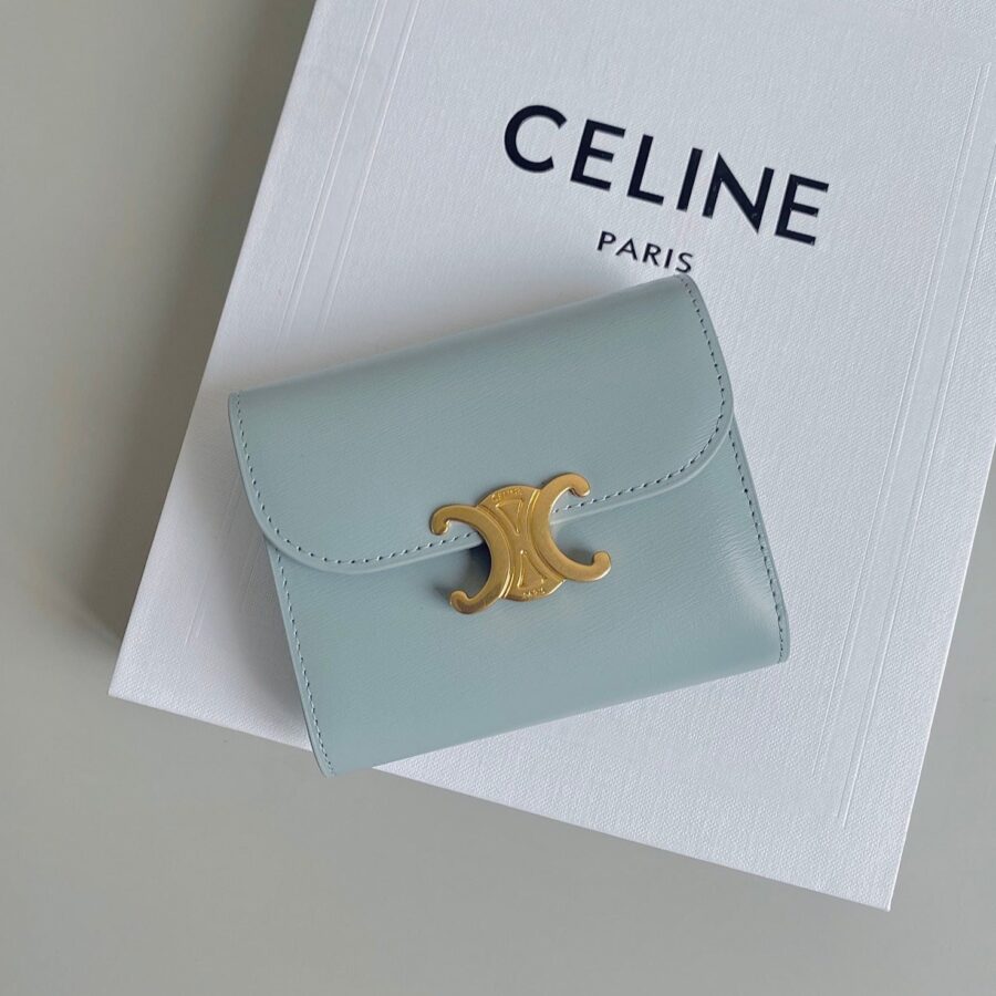 TRIPHOME 10 TRIFOLD WALLET CALFSKIN BLUE PASTEL | Studio Nafay