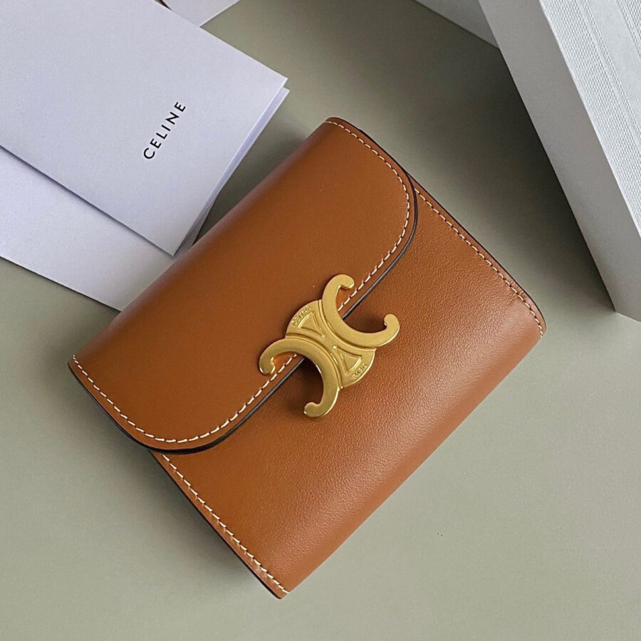 TRIPHOME 10 TRIFOLD WALLET CALFSKIN CINNAMON BROWN | Studio Nafay