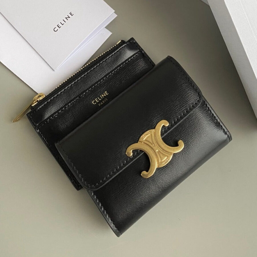 TRIPHOME 9 WALLET TWO-IN-ONE BLACK CALFSKIN | Studio Nafay