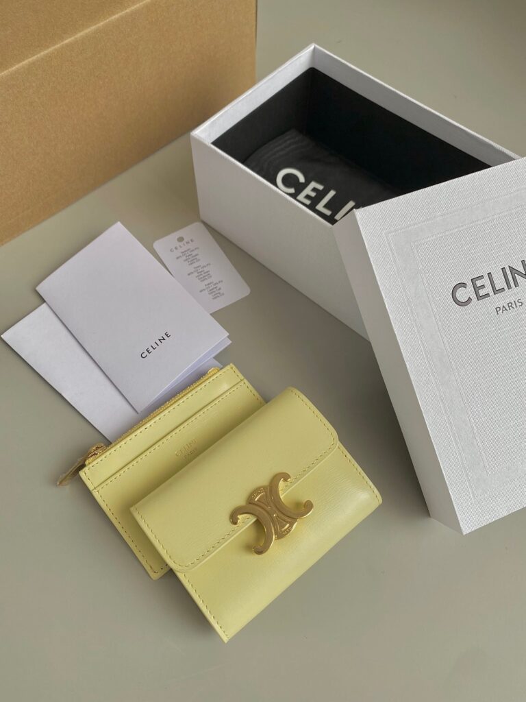 TRIPHOME 9 WALLET TWO-IN-ONE YELLOW PASTEL CALFSKIN - Product Image 2