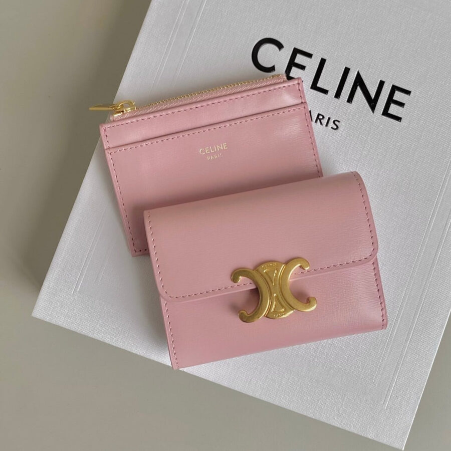 TRIPHOME 9 WALLET TWO-IN-ONE PINK PASTEL CALFSKIN | Studio Nafay