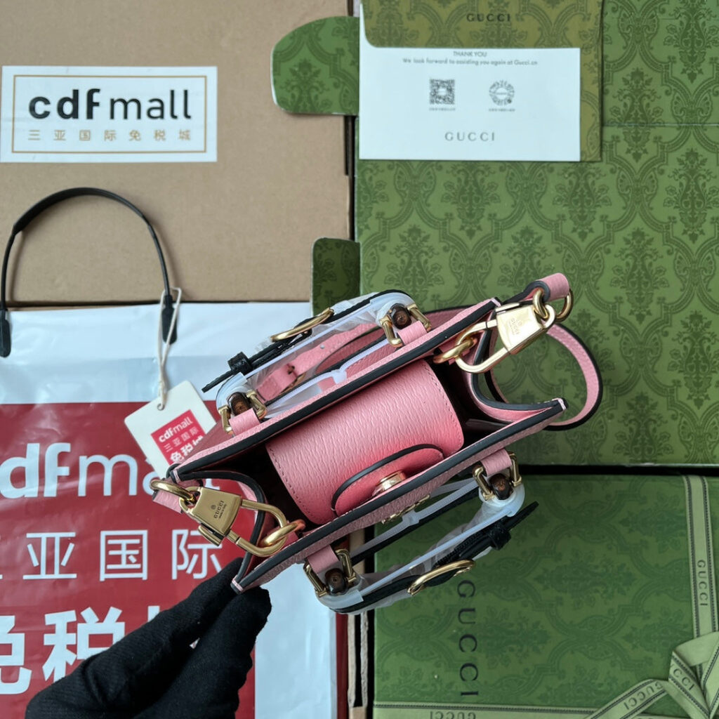 Gucci Diana Bamboo Mini Tote Bag Pink Lambskin 240109 | Studio Nafay