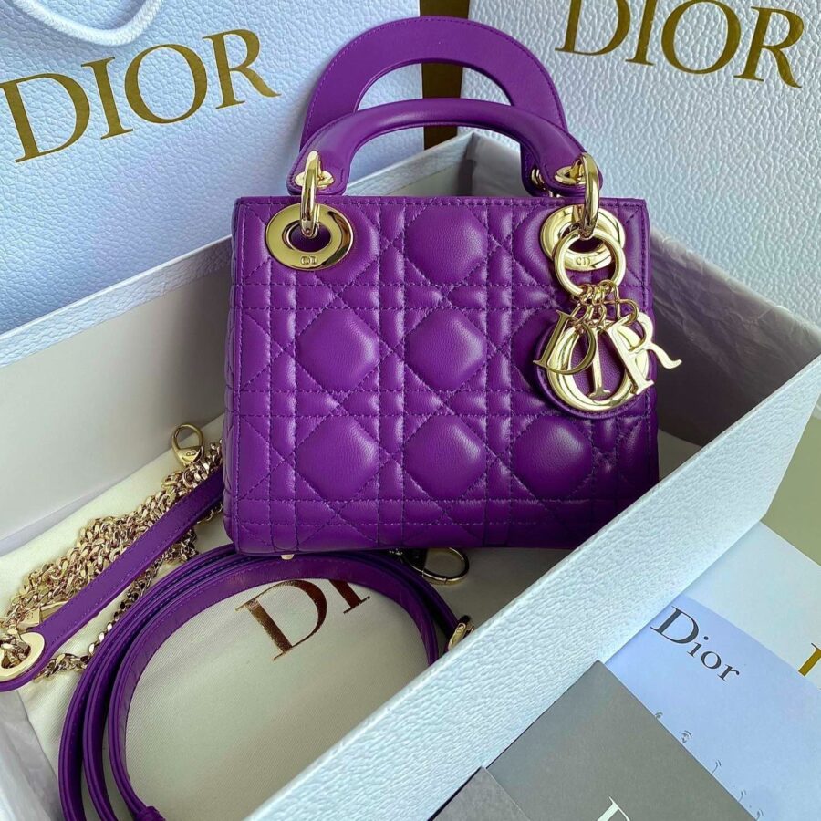 LADY 17 IN VIOLET PURPLE LAMBSKIN WITH CANNAGE PATTERN | Studio Nafay