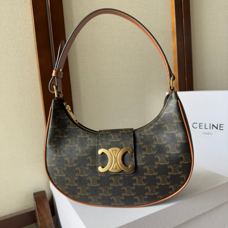Celine Ava Bag 23cm Triomphe Canvas Brown Calfskin | Studio Nafay
