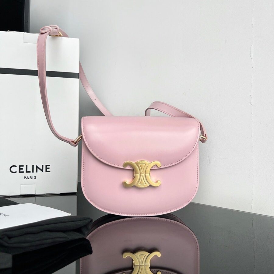 TRIOMPHE SHINY CALFSKIN HANDBAG 18 PINK PASTEL | Studio Nafay