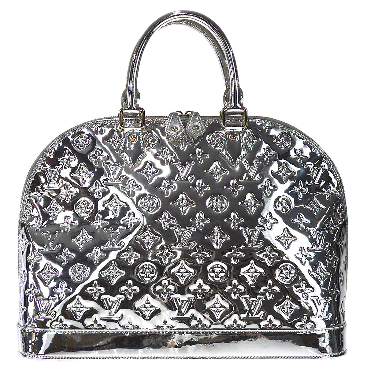 Louis Vuitton Alma MM Handbag Monogram Miroir Silver