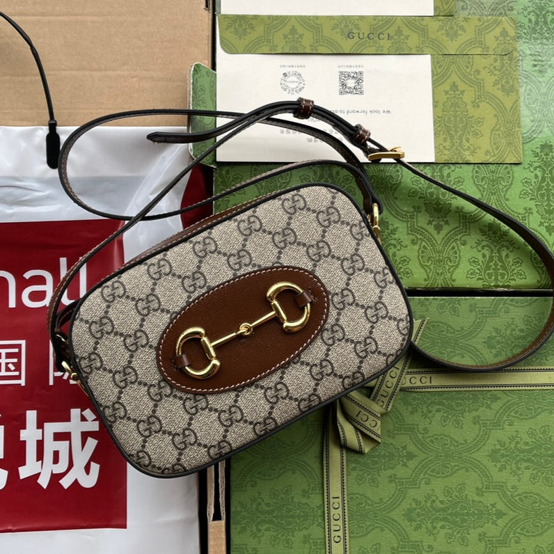 Gucci Horsebit Small Bag Brown mix Beige Leather 240125 | Studio Nafay