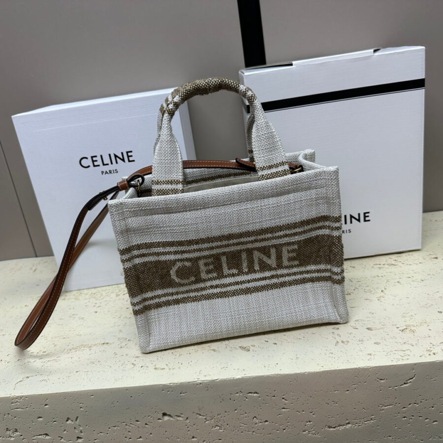 CABAS THAIS 26 CALFSKIN JACQUARD TOBACCO / TAN | Studio Nafay