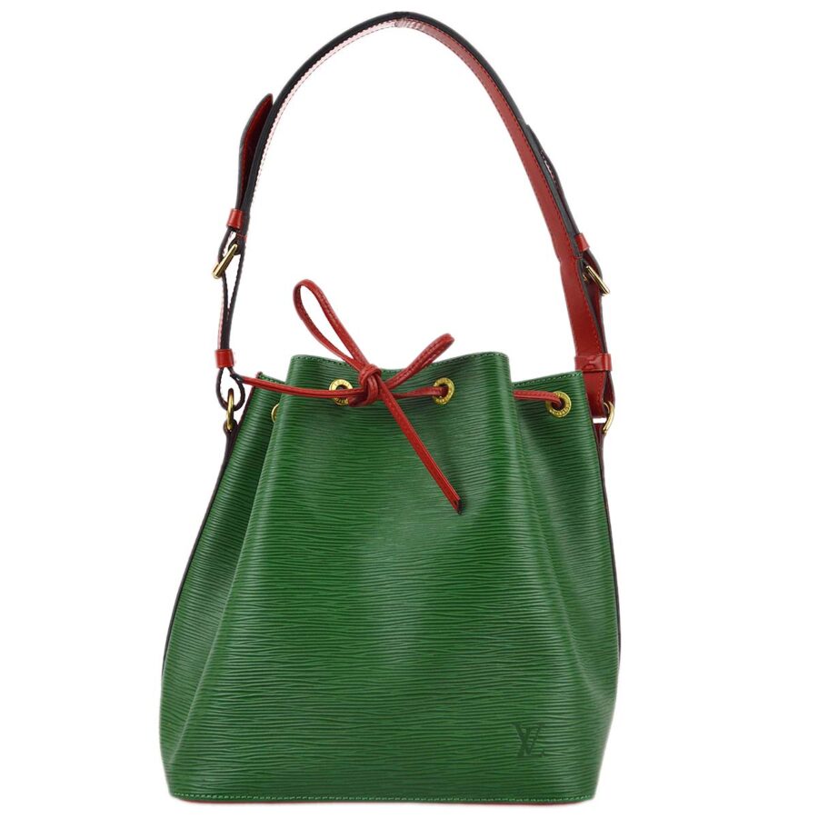 Louis Vuitton Green Red Epi Petite Noe Bucket Shoulder Bag