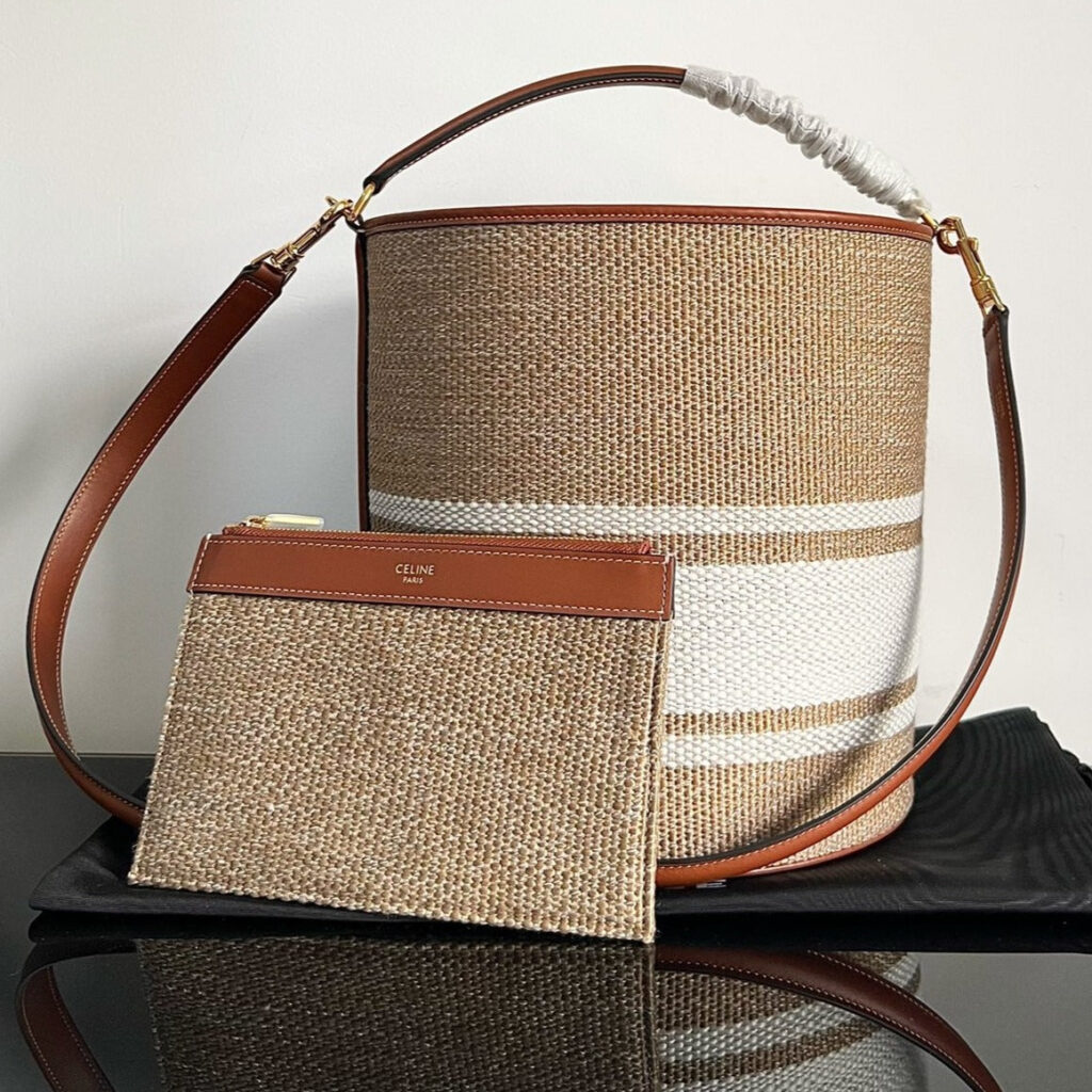 WOOL BUCKET BAG 24 BEIGE CREAM ORIGINAL CALFSKIN - Product Image 2