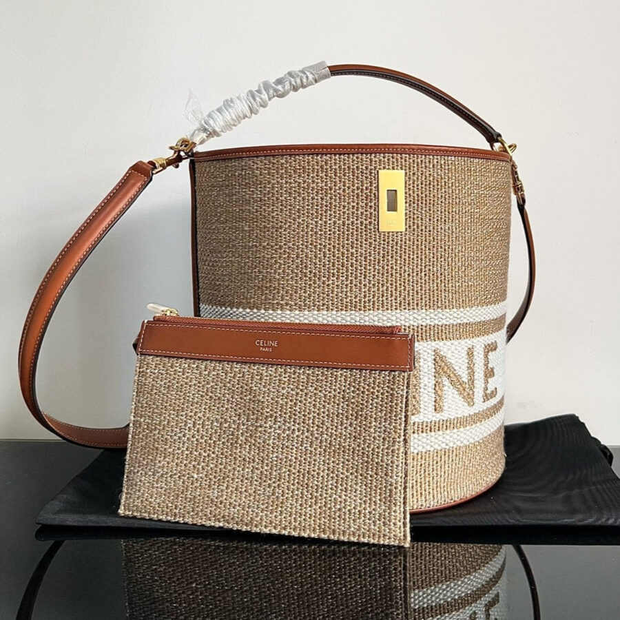 WOOL BUCKET BAG 24 BEIGE CREAM ORIGINAL CALFSKIN | Studio Nafay