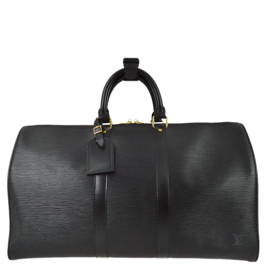 Louis Vuitton Black Epi Keepall 45 Travel Duffle Handbag