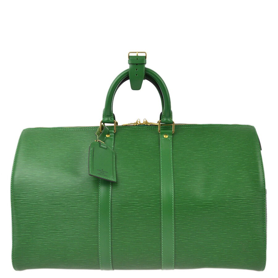 Louis Vuitton Green Epi Keepall 45 Travel Duffle Handbag