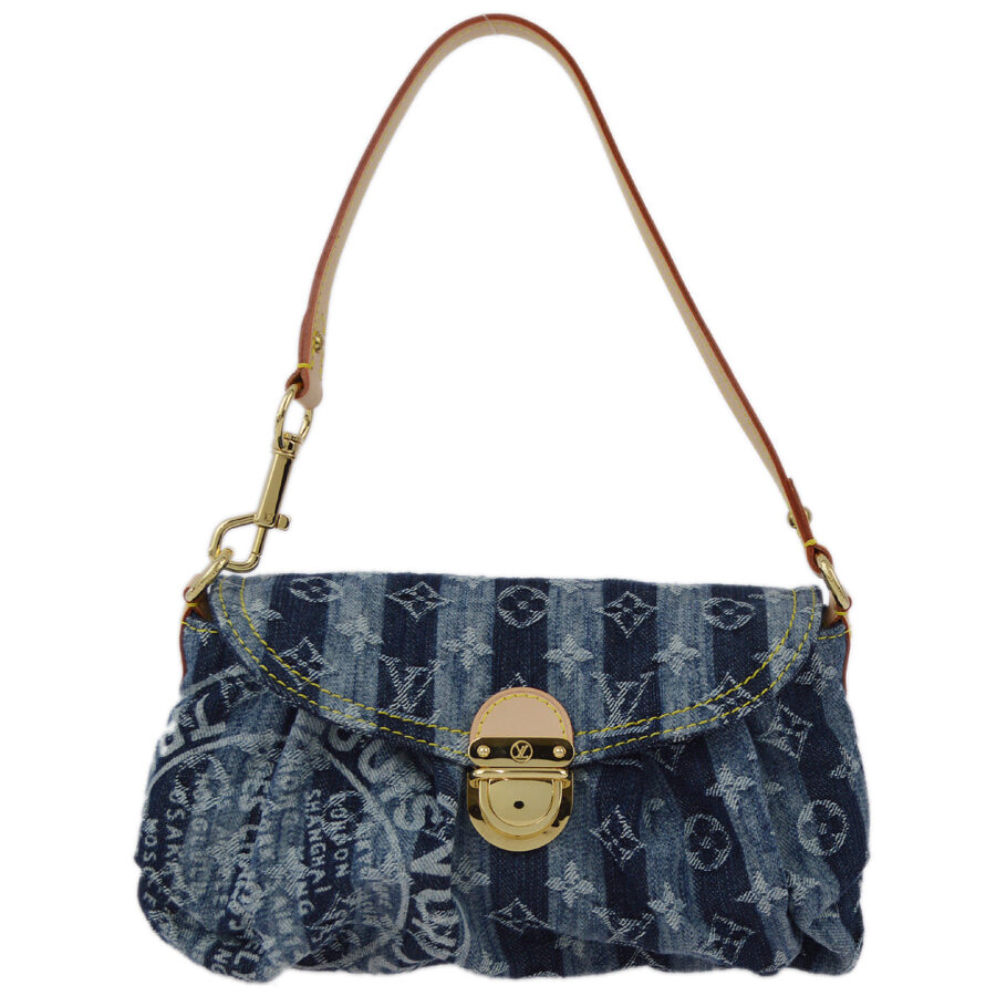 Louis Vuitton Mini Pleaty Handbag Monogram Denim Blue
