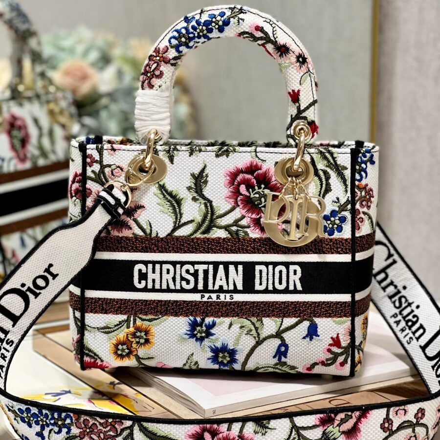 CD Floral White Lady Dior Bag Canvas 336682 | Studio Nafay