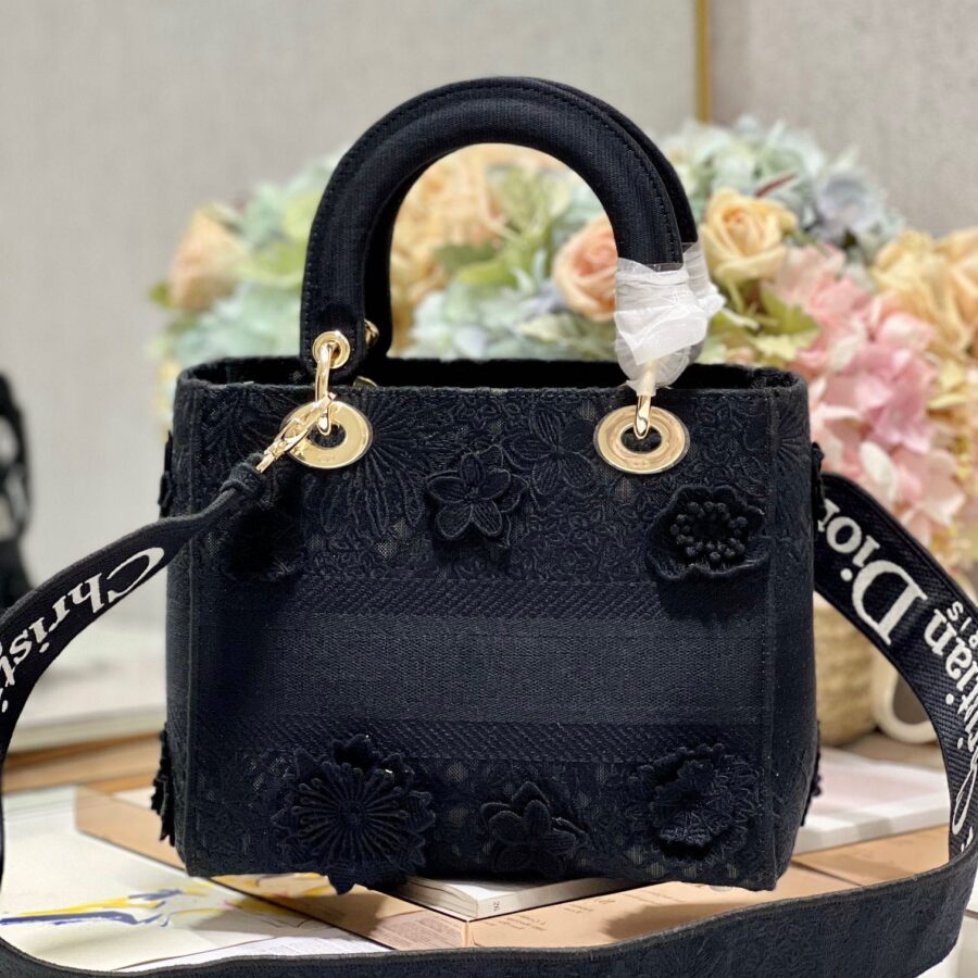 CD Flower Black 24 Lady Dior Bag Canvas 336721 | Studio Nafay