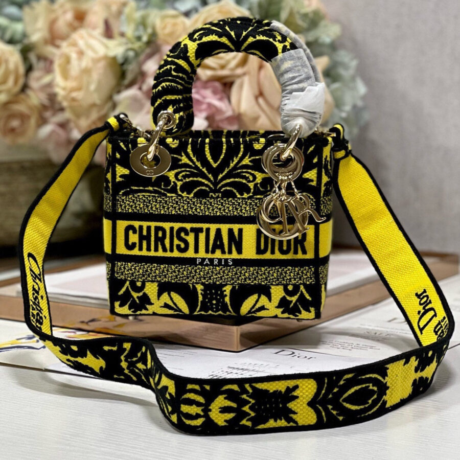 CD Flame Yellow 17 Lady Dior Bag Canvas 336745 | Studio Nafay
