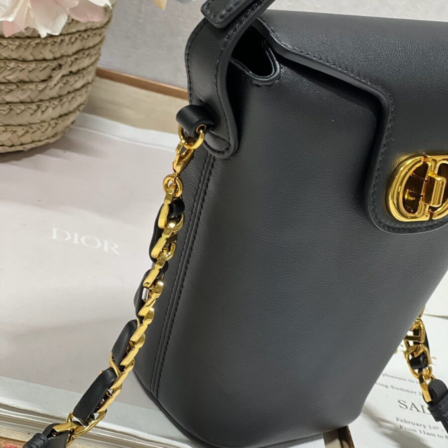 CD Montaigne Large Chain Bucket Bag Black Calfskin 336800 | Studio Nafay