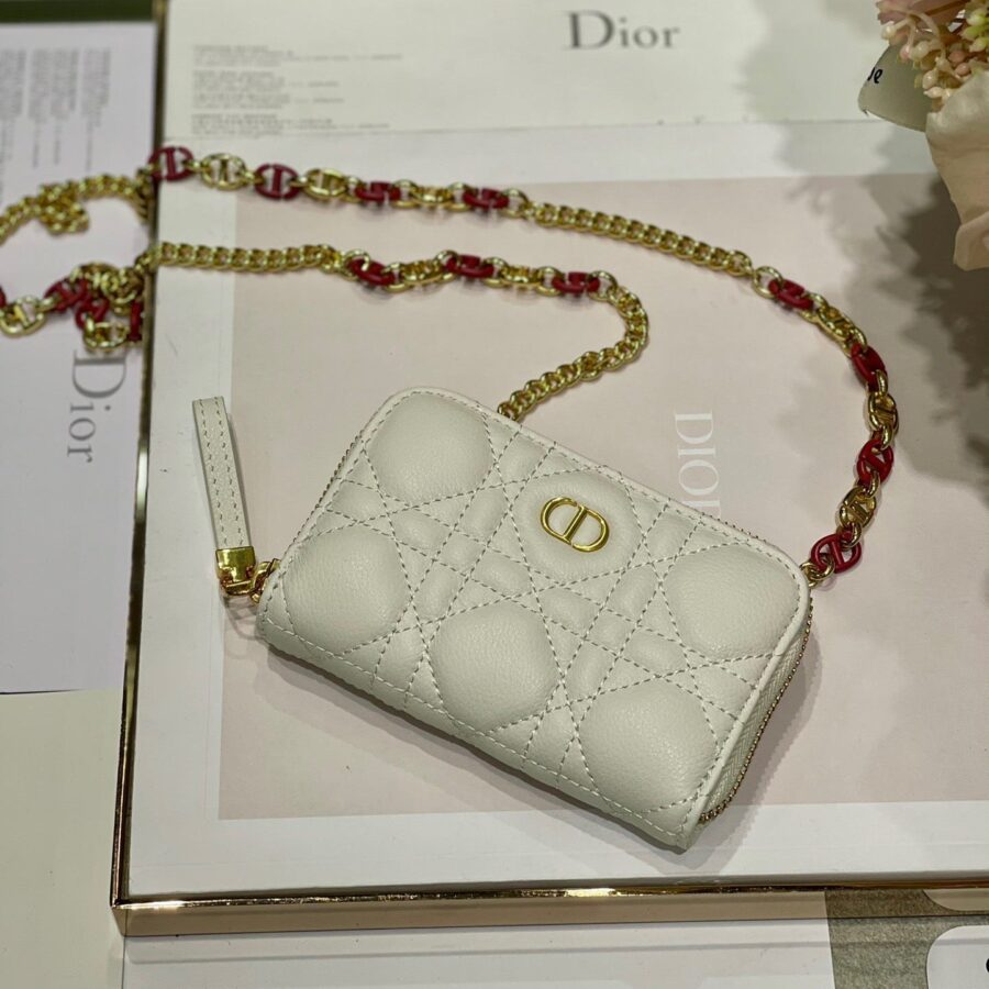 CD Mini Dior Caro Zip Clutch Ivory Calfskin 336786 | Studio Nafay