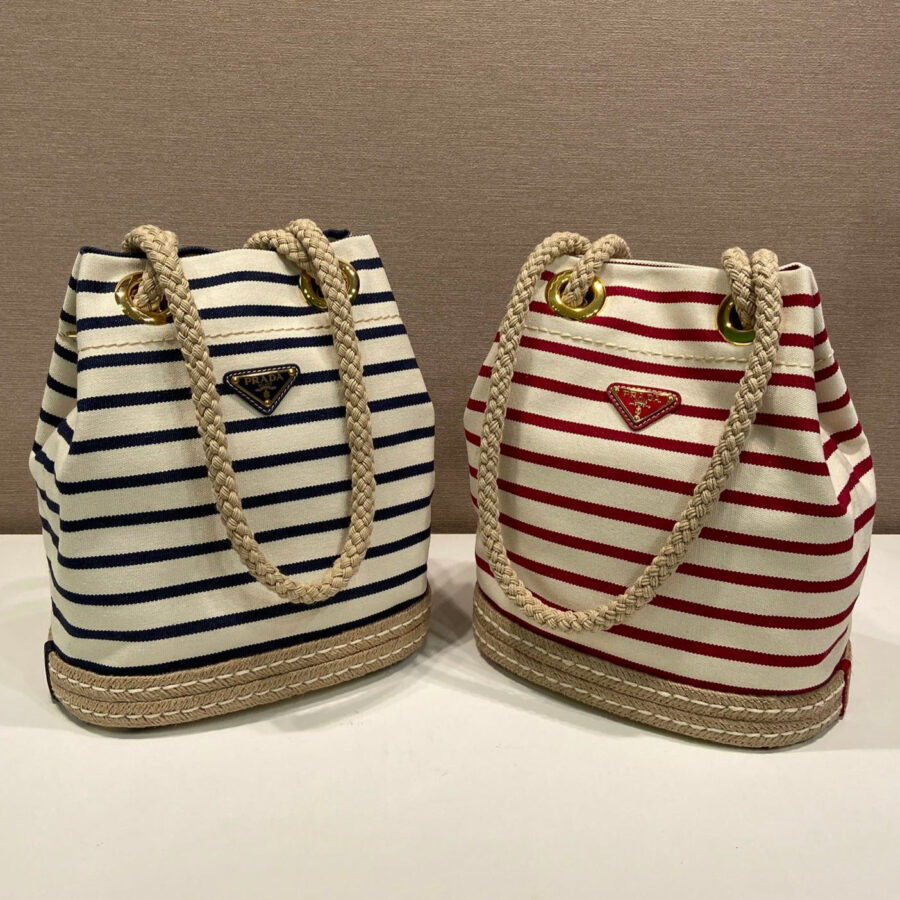 Prada Striped Bucket Bag Frabic | Studio Nafay