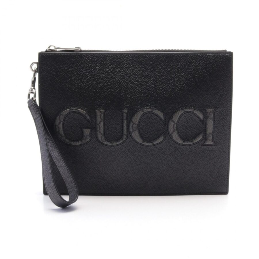 Gucci GG Supreme Leather PVC Clutch Bag Black | Studio Nafay