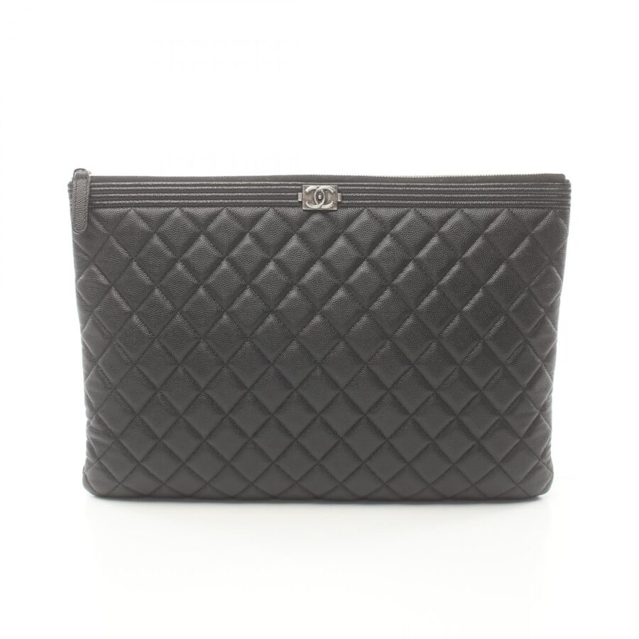 Chanel Quilted Caviar Zip Clutch Bag Leather Clutch Bag | Studio Nafay