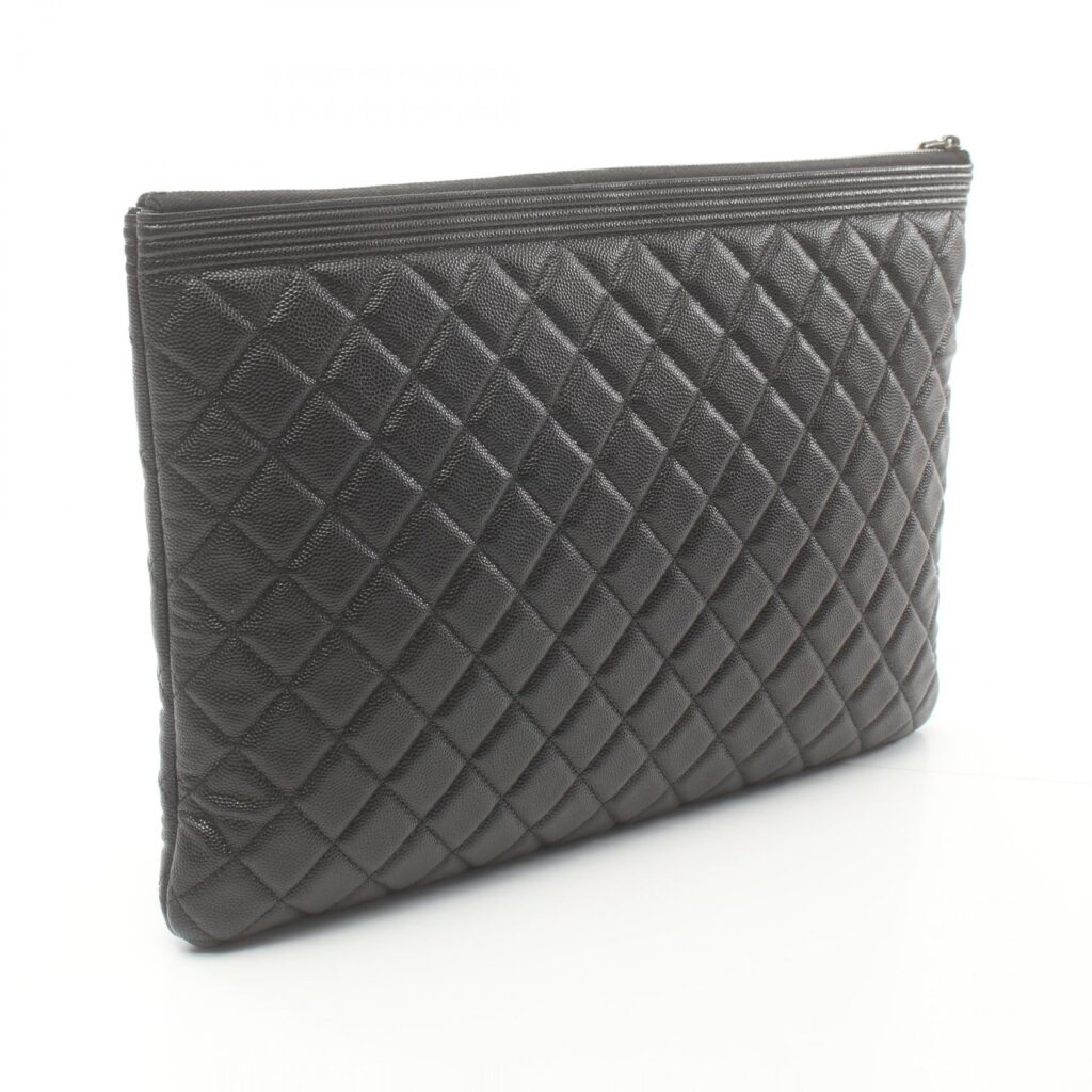 Chanel Quilted Caviar Zip Clutch Bag Leather Clutch Bag