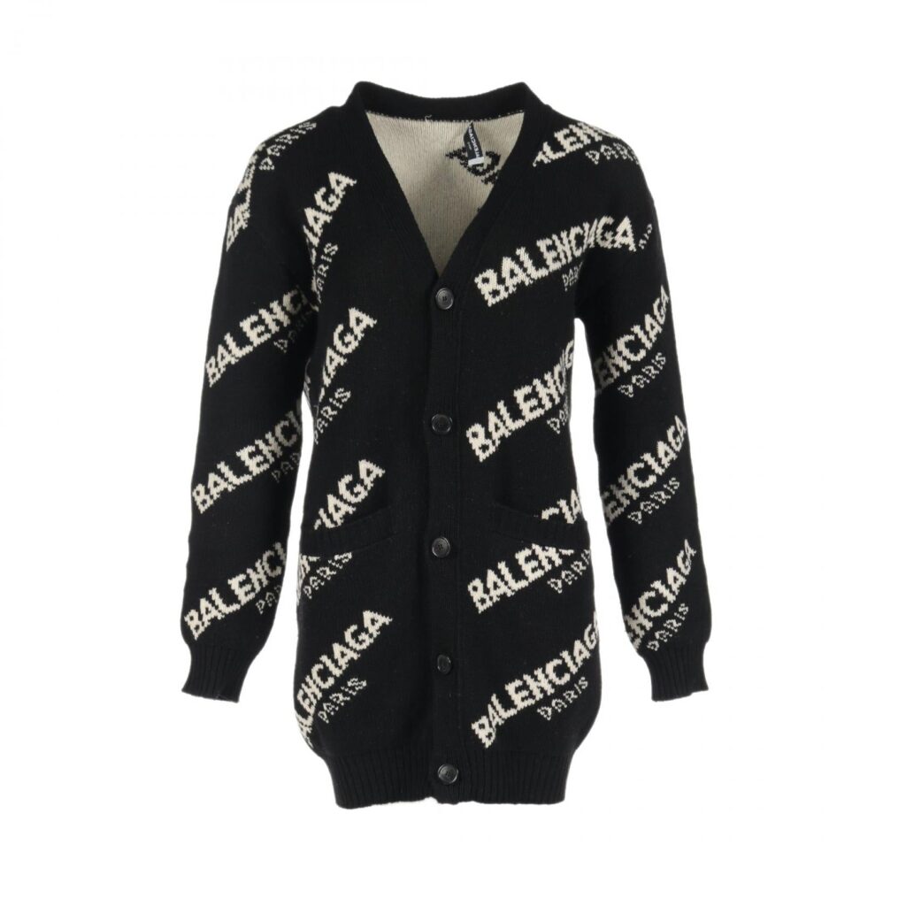 Balenciaga Wool Camel Logo Cardigan | Studio Nafay