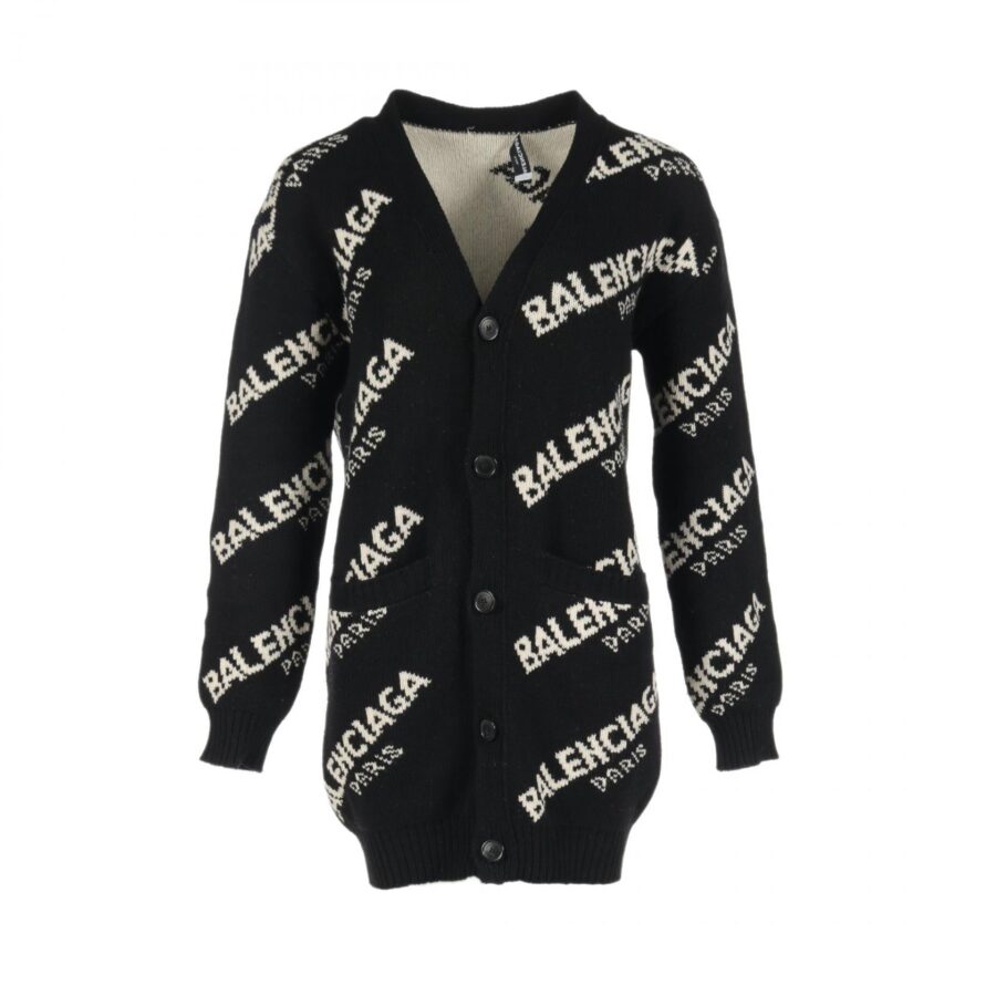 Balenciaga Wool Camel Logo Cardigan | Studio Nafay